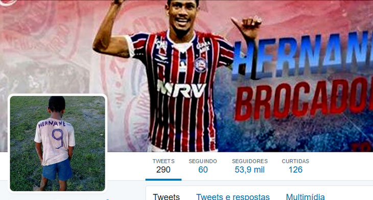 Perfil do Twitter de Hernane Broquinha