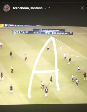 Da TV do quarto, Fernandão acompanhou o triunfo do Bahia sobre o Bragantino (Foto: Reprodução / Instagram)